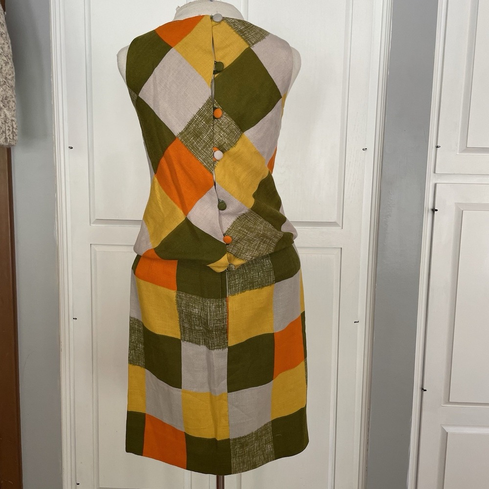 Vintage‎ 1960's Pixie Mod Shift Dress Bold Check Plaid Sleeveless Gogo Women's 7 - Picture 12 of 16
